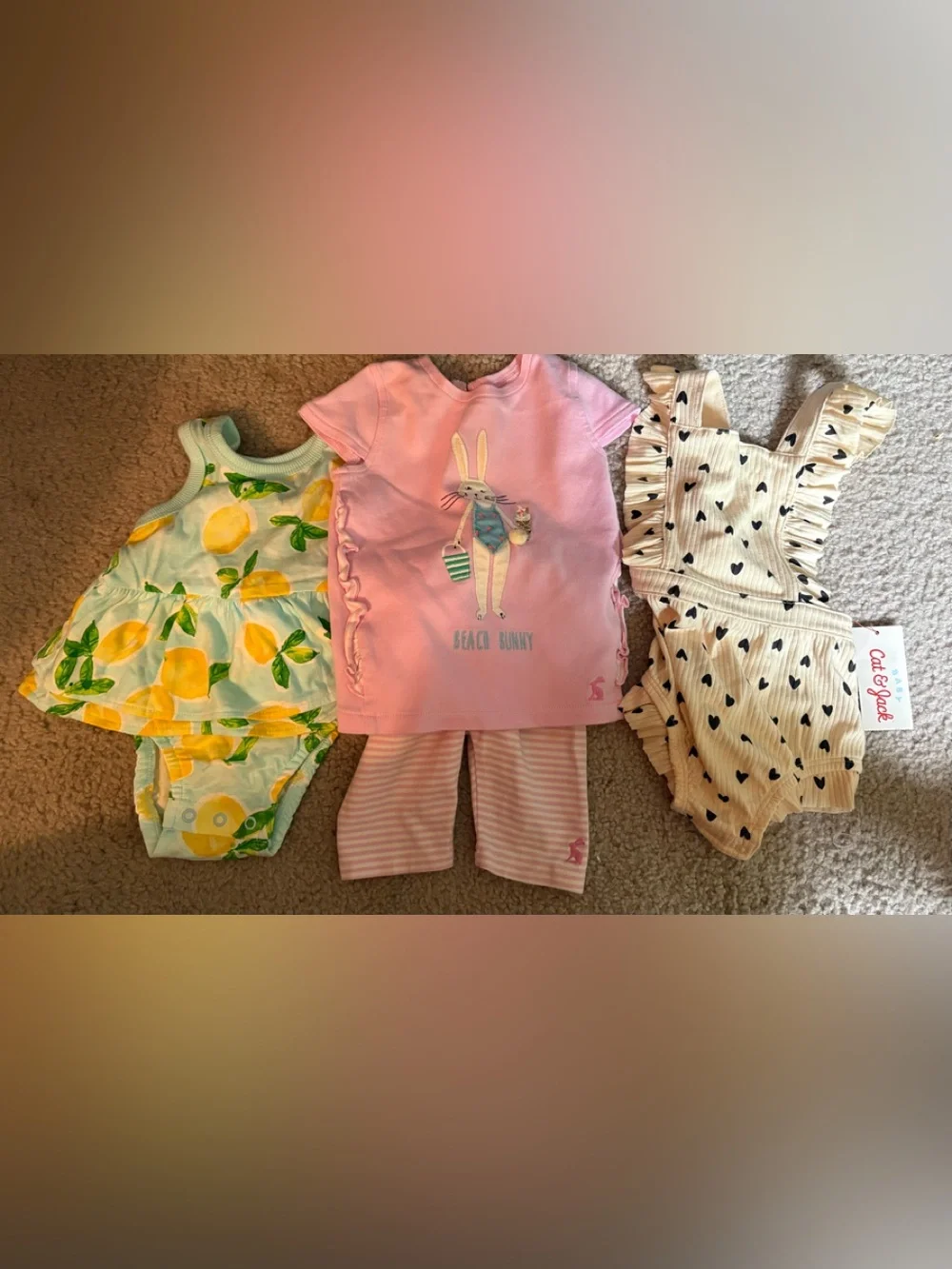 3 girls outfits size 6-9 months - two are NWT